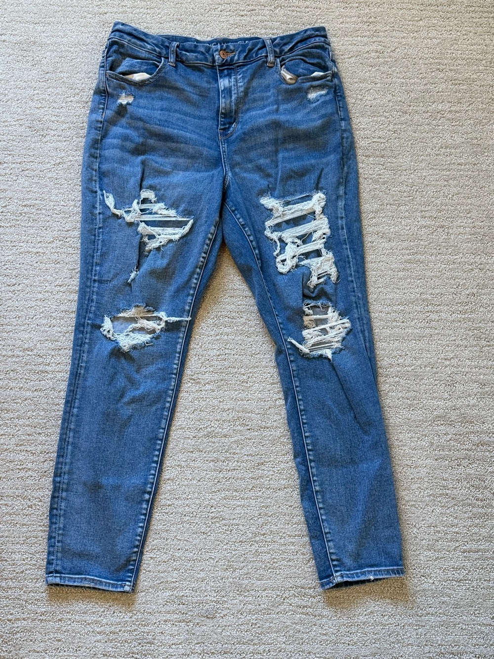 American Eagle Jegging Distressed Skinny Jeans Blue Waist 16